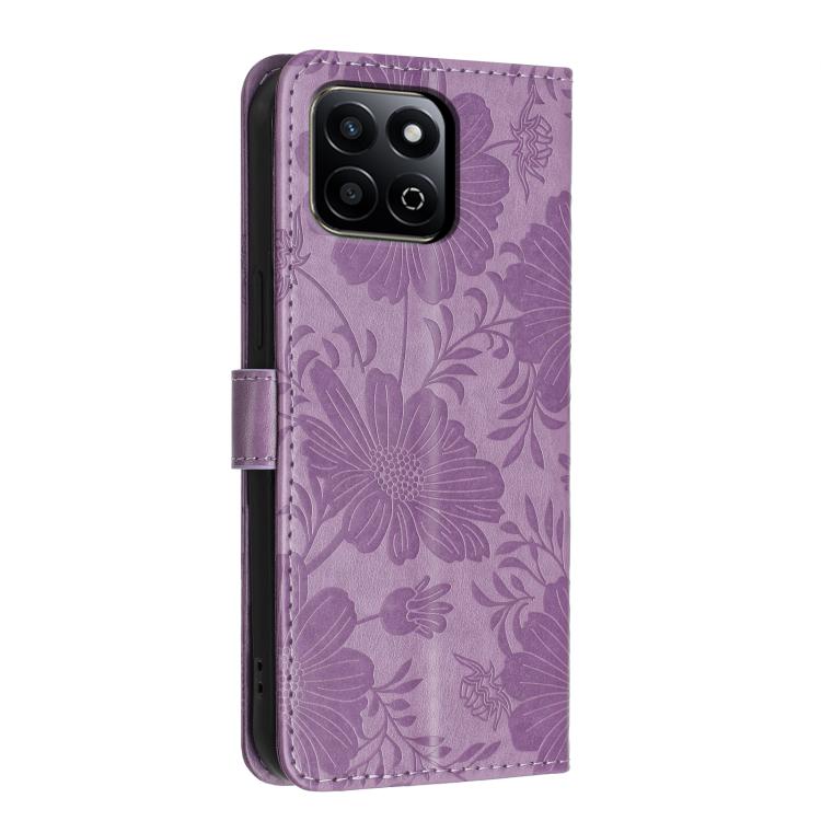 For Honor 200 Smart Sunflower Embossed Leather Phone Case with Small Black Rope