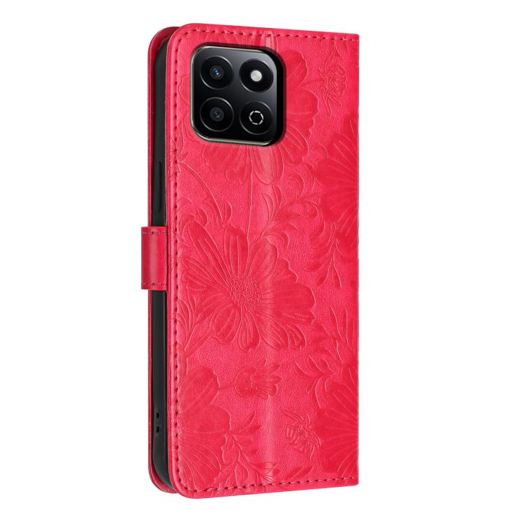 For Honor 200 Smart Sunflower Embossed Leather Phone Case with Small Black Rope
