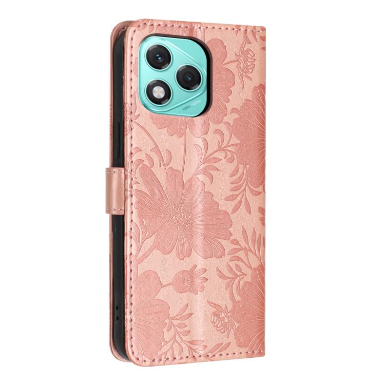 For Honor 400 Lite Global Sunflower Embossed Leather Phone Case with Small Black Rope