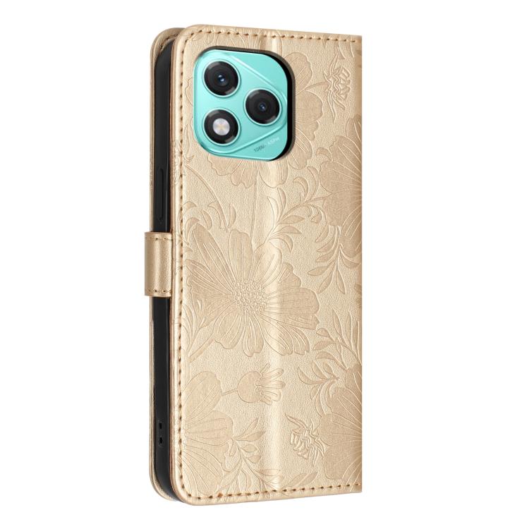 For Honor 400 Lite Global Sunflower Embossed Leather Phone Case with Small Black Rope