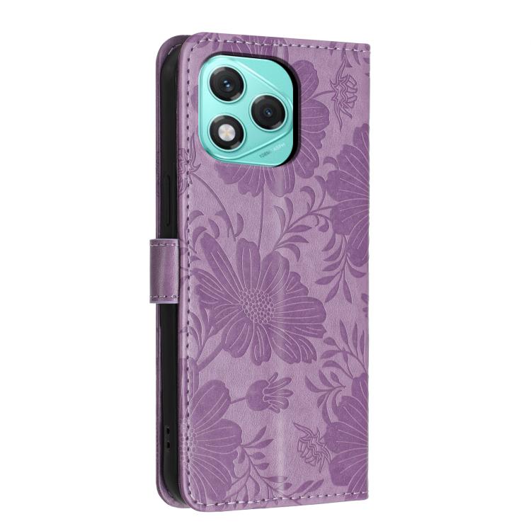 For Honor 400 Lite Global Sunflower Embossed Leather Phone Case with Small Black Rope