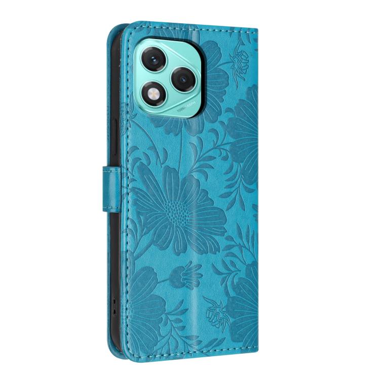 For Honor 400 Lite Global Sunflower Embossed Leather Phone Case with Small Black Rope