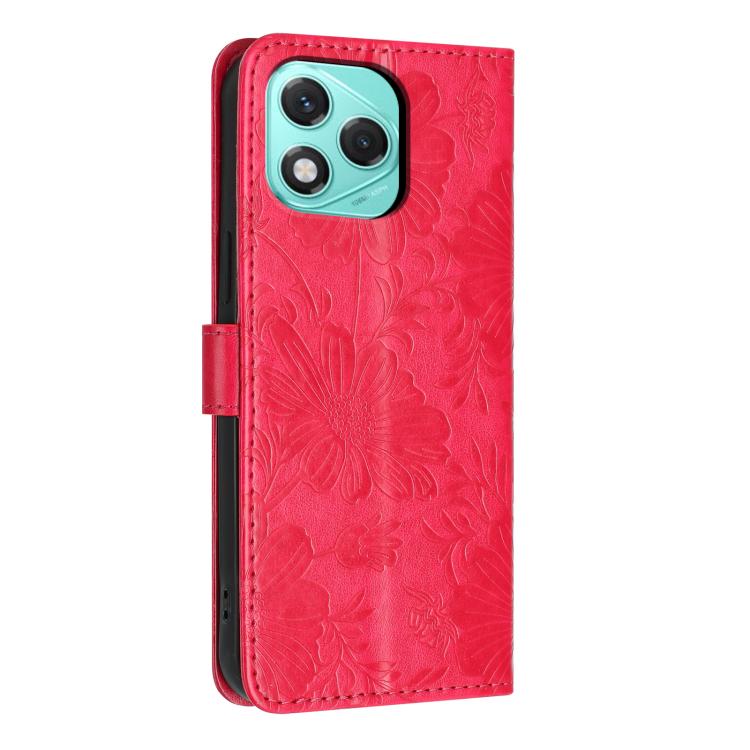 For Honor 400 Lite Global Sunflower Embossed Leather Phone Case with Small Black Rope