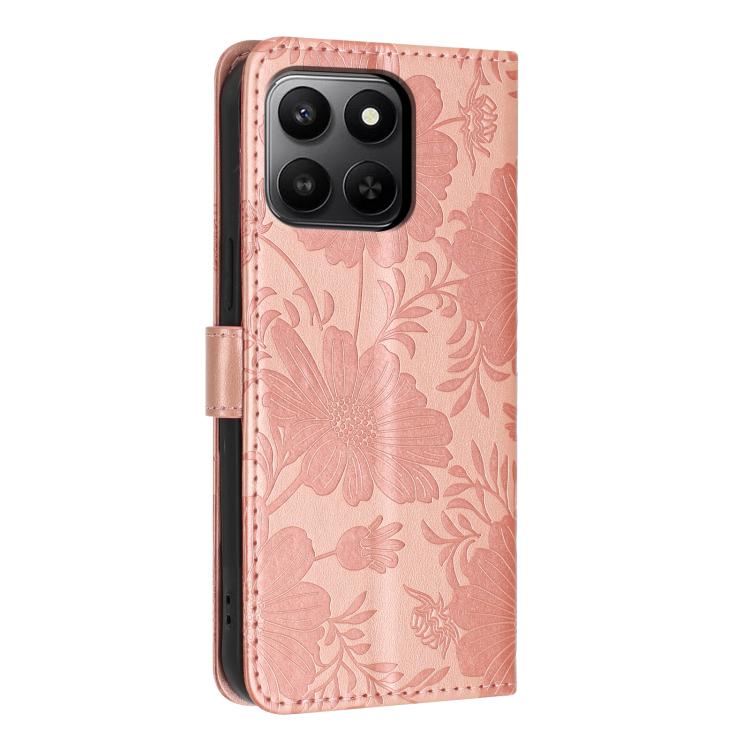 For Honor 400 Smart 5G Global Sunflower Embossed Leather Phone Case with Small Black Rope