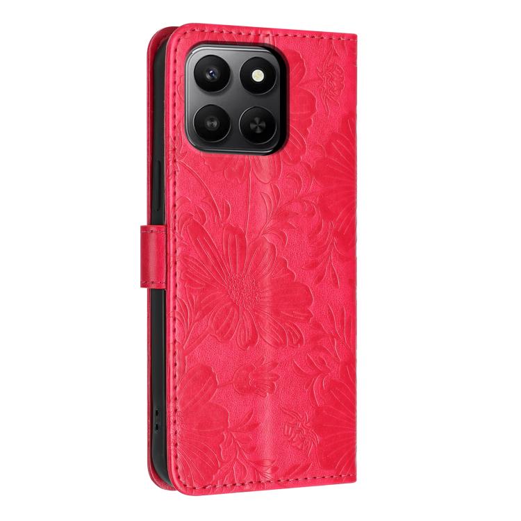 For Honor 400 Smart 5G Global Sunflower Embossed Leather Phone Case with Small Black Rope