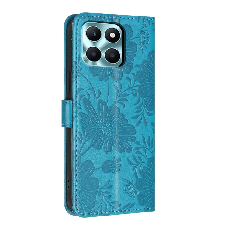 For Honor X6a Sunflower Embossed Leather Phone Case with Small Black Rope