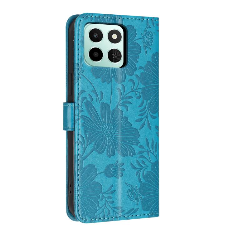 For Honor X6c / X5b 4G Global Sunflower Embossed Leather Phone Case with Small Black Rope