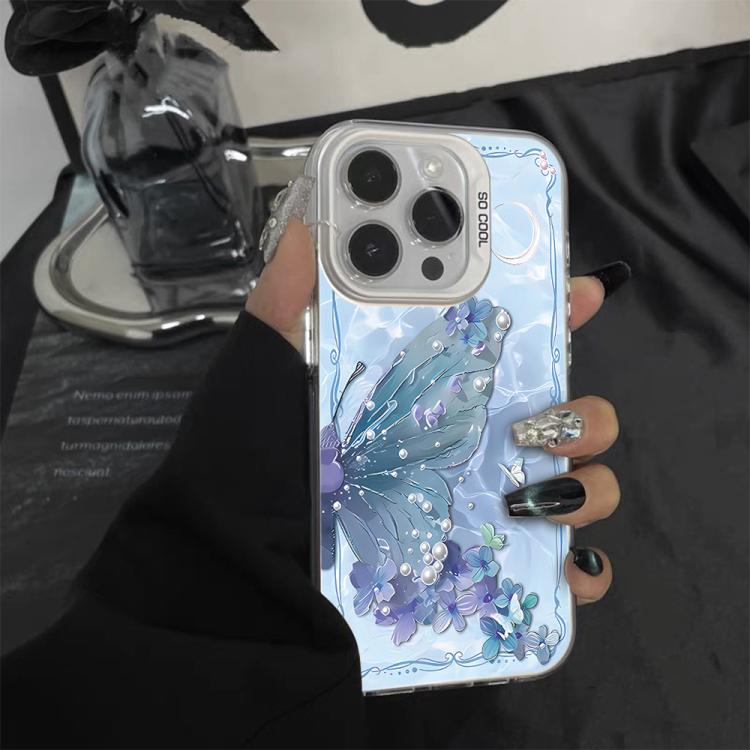 For iPhone 17e / 16e Butterfly Pattern Silver Plating PC Hybrid TPU Phone Case