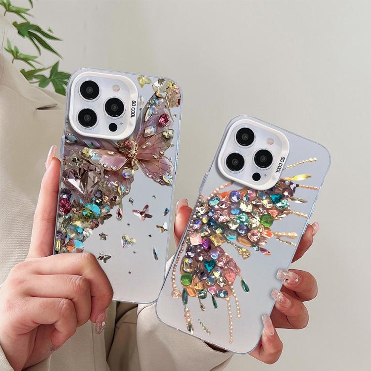 For iPhone 17e / 16e Butterfly Pattern Silver Plating PC Hybrid TPU Phone Case