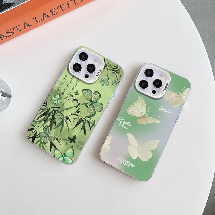 For iPhone 17 Pro Max Butterfly Pattern Silver Plating PC Hybrid TPU Phone Case
