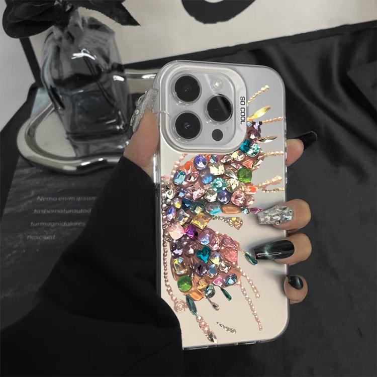 For iPhone 14 Plus Butterfly Pattern Silver Plating PC Hybrid TPU Phone Case