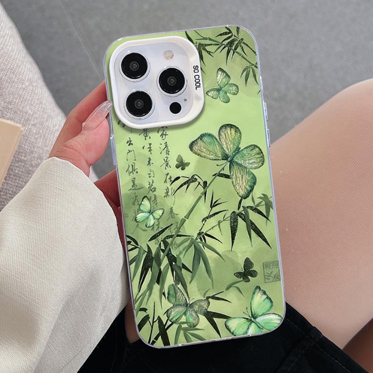 For iPhone 14 Pro Max Butterfly Pattern Silver Plating PC Hybrid TPU Phone Case