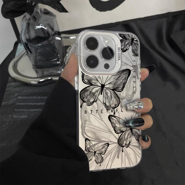 For iPhone 12 Pro Butterfly Pattern Silver Plating PC Hybrid TPU Phone Case