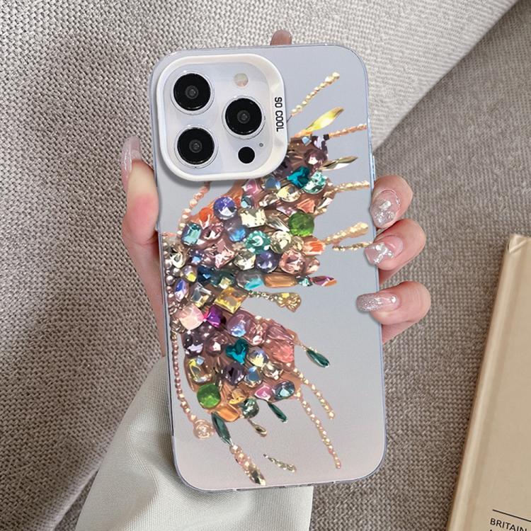 For iPhone 12 mini Butterfly Pattern Silver Plating PC Hybrid TPU Phone Case