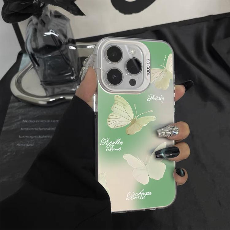 For iPhone 11 Pro Max Butterfly Pattern Silver Plating PC Hybrid TPU Phone Case