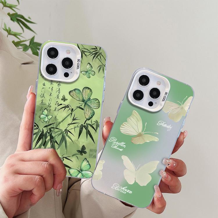 For iPhone 11 Pro Max Butterfly Pattern Silver Plating PC Hybrid TPU Phone Case