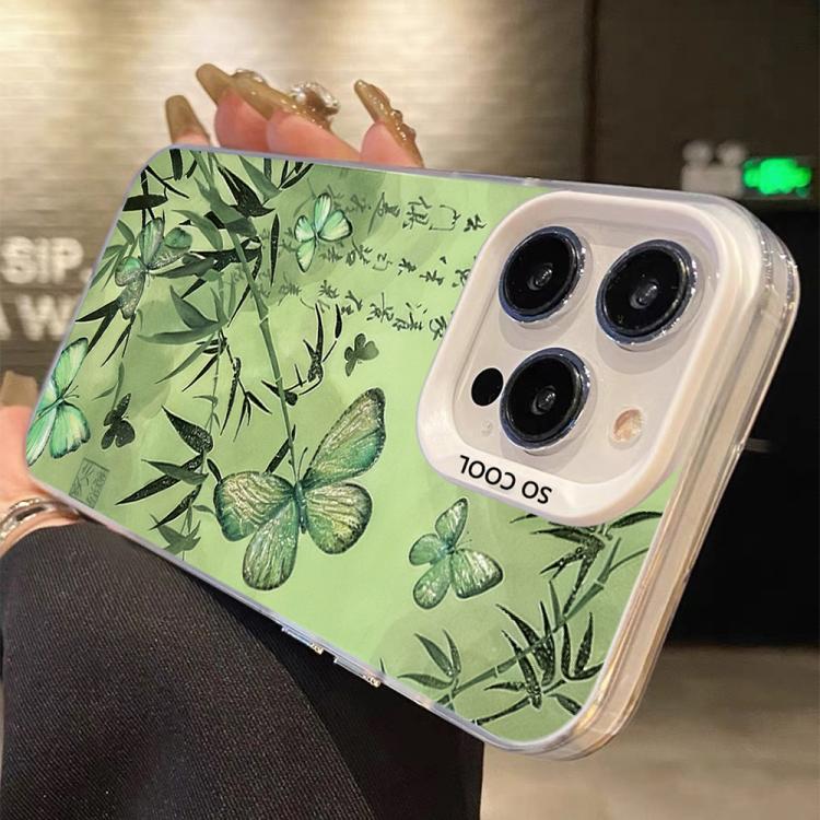 For iPhone 11 Pro Max Butterfly Pattern Silver Plating PC Hybrid TPU Phone Case