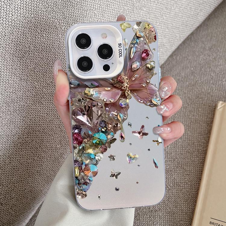 For iPhone 8 Plus / 7 Plus Butterfly Pattern Silver Plating PC Hybrid TPU Phone Case