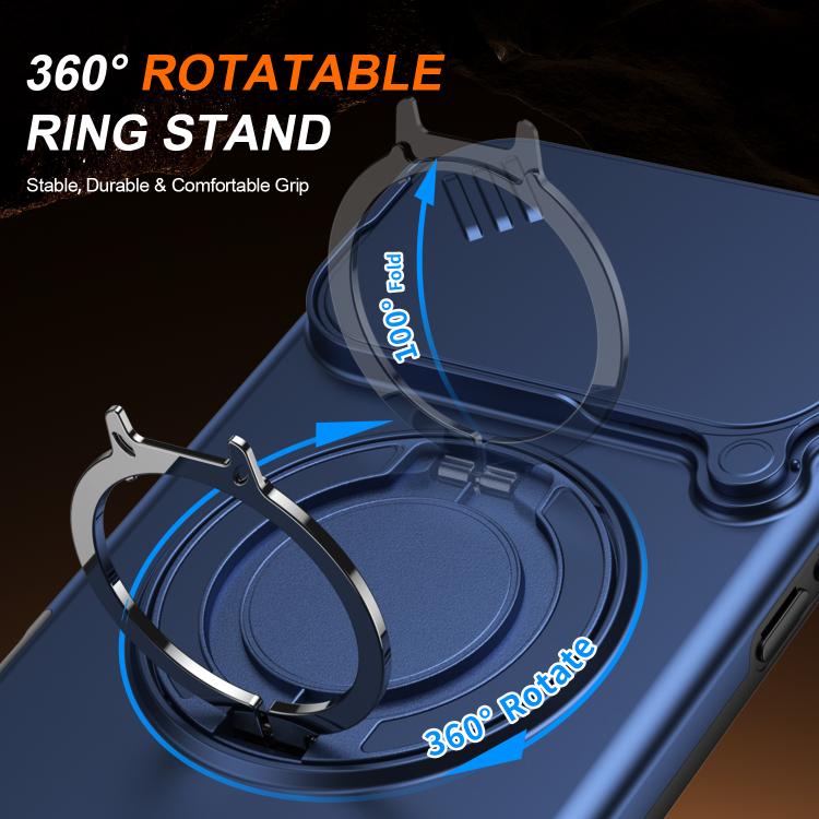 For iPhone 17 Pro Max Camera Sliding Shield Magnetic Rotation Holder Phone Case