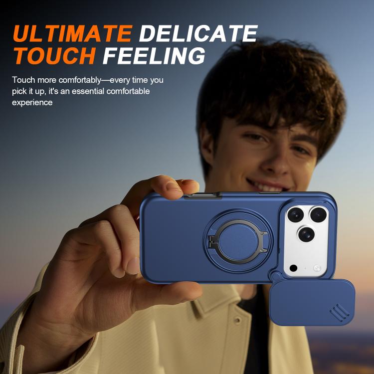 For iPhone 17 Pro Max Camera Sliding Shield Magnetic Rotation Holder Phone Case