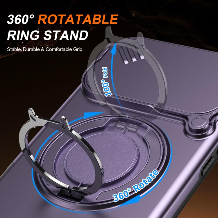 For iPhone 17 Pro Max Camera Sliding Shield Magnetic Rotation Holder Phone Case