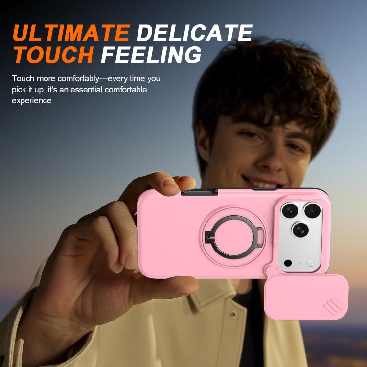 For iPhone 17 Pro Max Camera Sliding Shield Magnetic Rotation Holder Phone Case