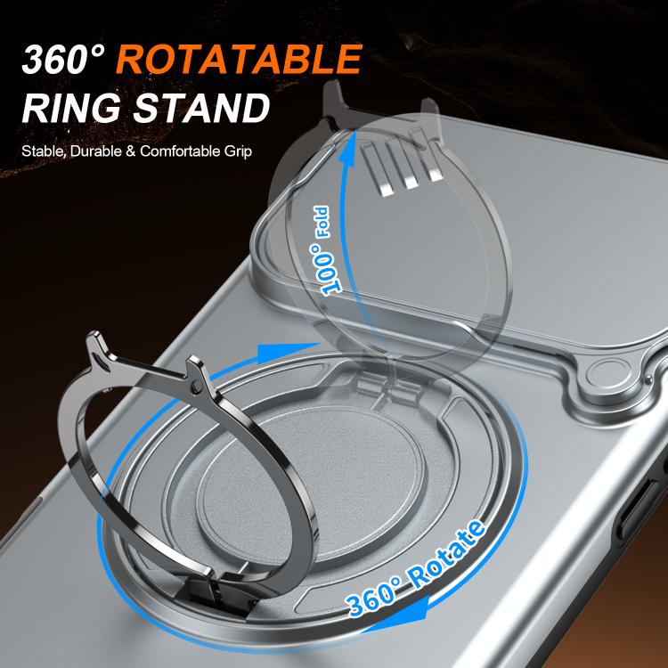 For iPhone 17 Pro Max Camera Sliding Shield Magnetic Rotation Holder Phone Case