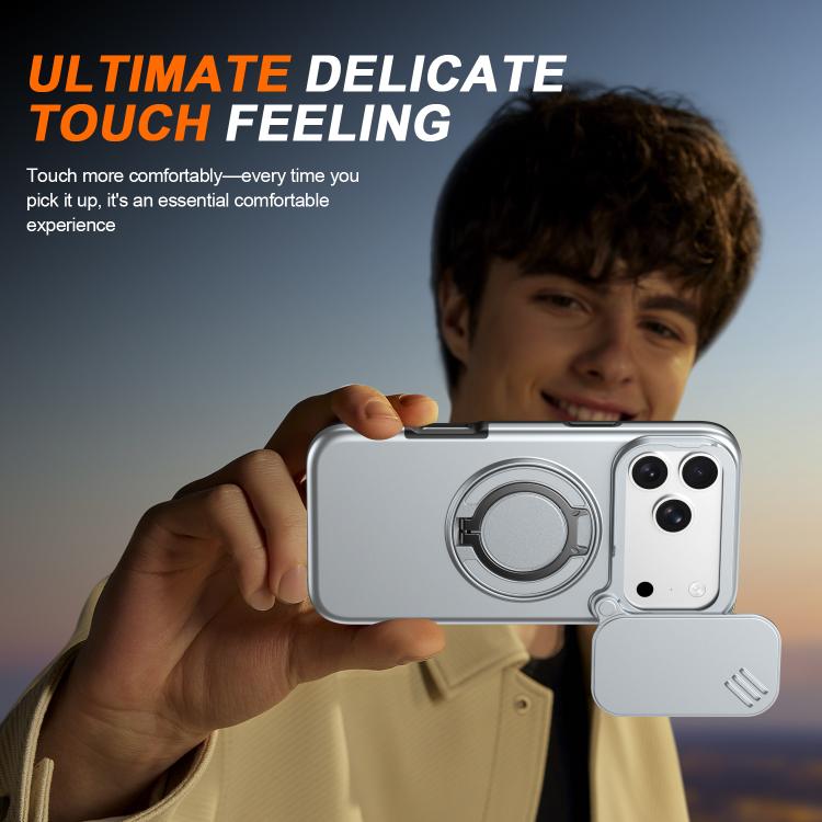 For iPhone 17 Pro Max Camera Sliding Shield Magnetic Rotation Holder Phone Case