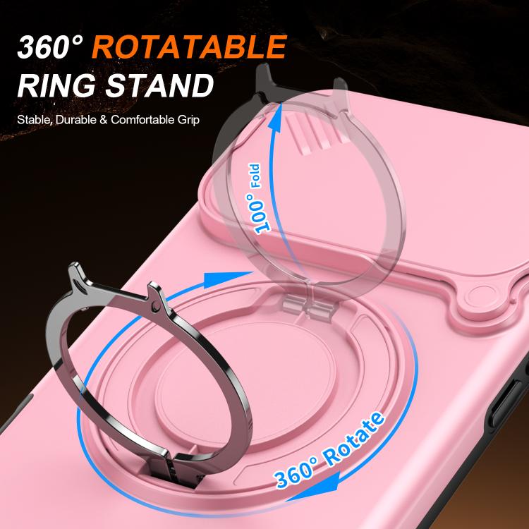 For iPhone 17 Pro Camera Sliding Shield Magnetic Rotation Holder Phone Case