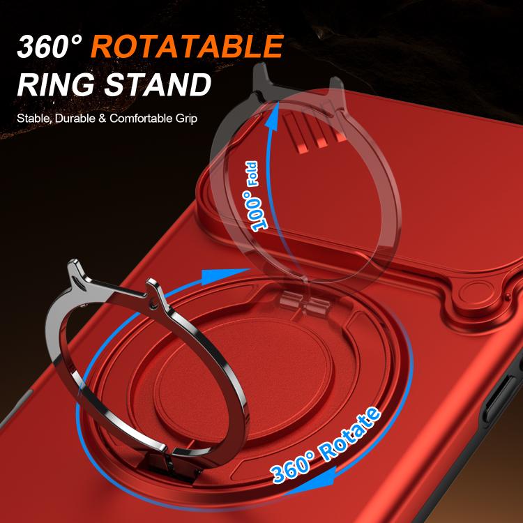 For iPhone 17 Pro Camera Sliding Shield Magnetic Rotation Holder Phone Case