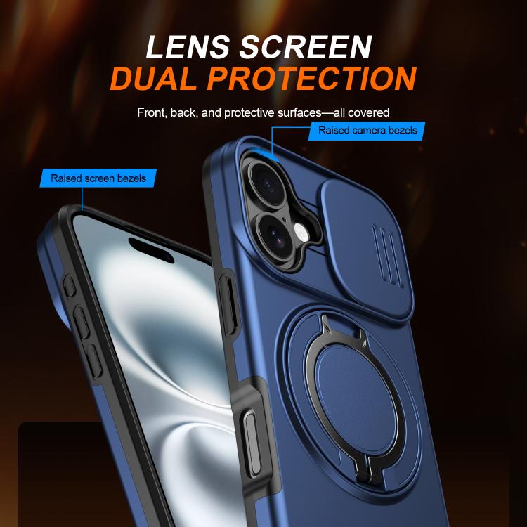 For iPhone 17 Camera Sliding Shield Magnetic Rotation Holder Phone Case