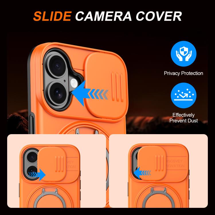 For iPhone 17 Camera Sliding Shield Magnetic Rotation Holder Phone Case