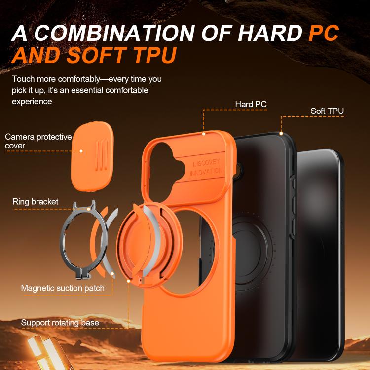 For iPhone 17 Camera Sliding Shield Magnetic Rotation Holder Phone Case