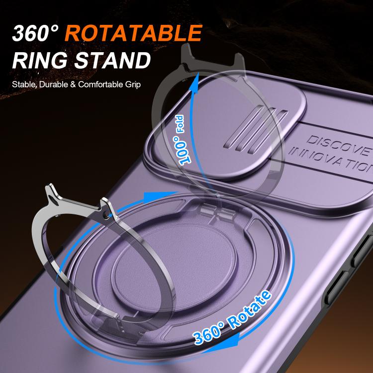 For iPhone 17 Camera Sliding Shield Magnetic Rotation Holder Phone Case