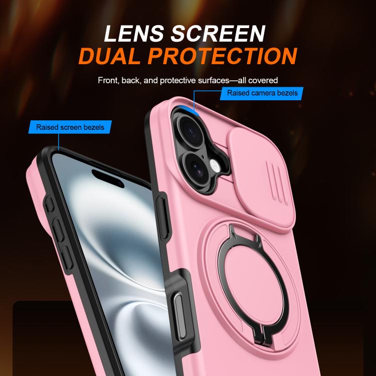 For iPhone 17 Camera Sliding Shield Magnetic Rotation Holder Phone Case