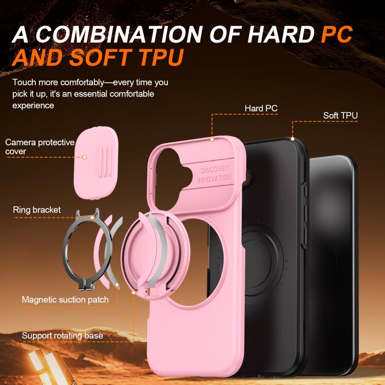 For iPhone 17 Camera Sliding Shield Magnetic Rotation Holder Phone Case