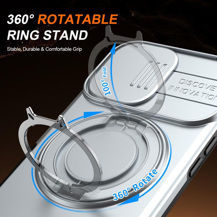 For iPhone 17 Camera Sliding Shield Magnetic Rotation Holder Phone Case
