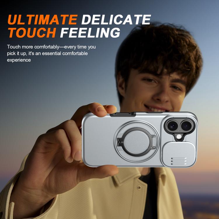 For iPhone 17 Camera Sliding Shield Magnetic Rotation Holder Phone Case