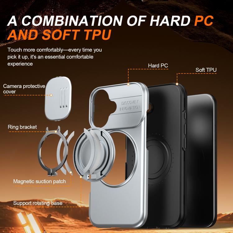 For iPhone 17 Camera Sliding Shield Magnetic Rotation Holder Phone Case