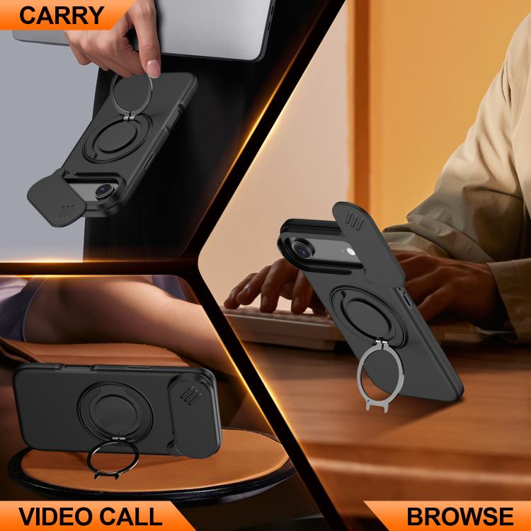 For iPhone Air Camera Sliding Shield Magnetic Rotation Holder Phone Case