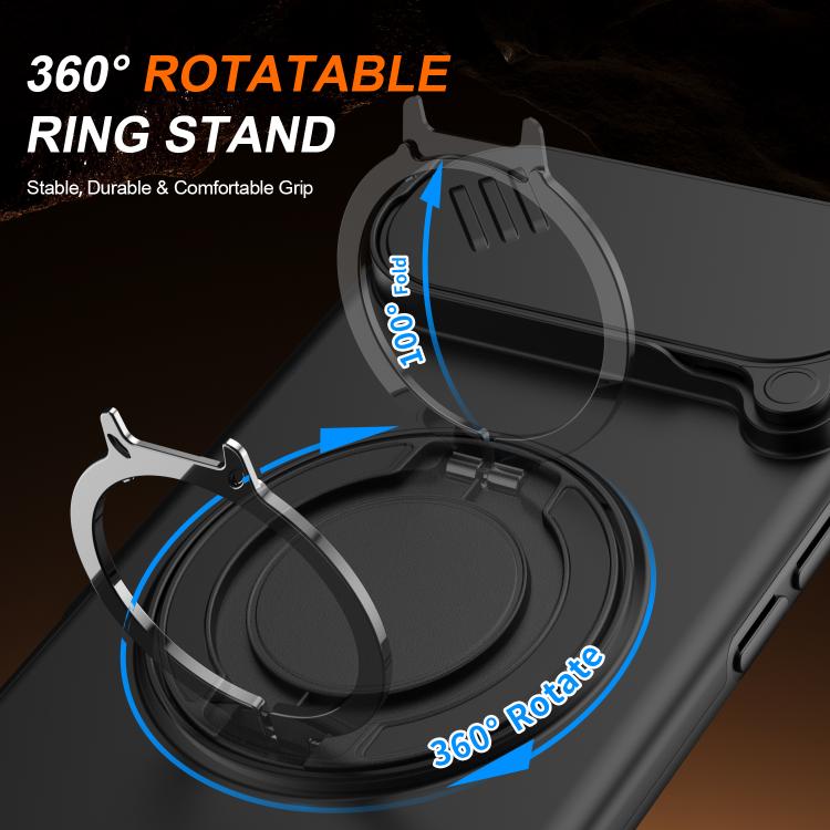 For iPhone Air Camera Sliding Shield Magnetic Rotation Holder Phone Case