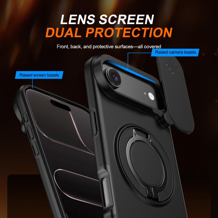 For iPhone Air Camera Sliding Shield Magnetic Rotation Holder Phone Case