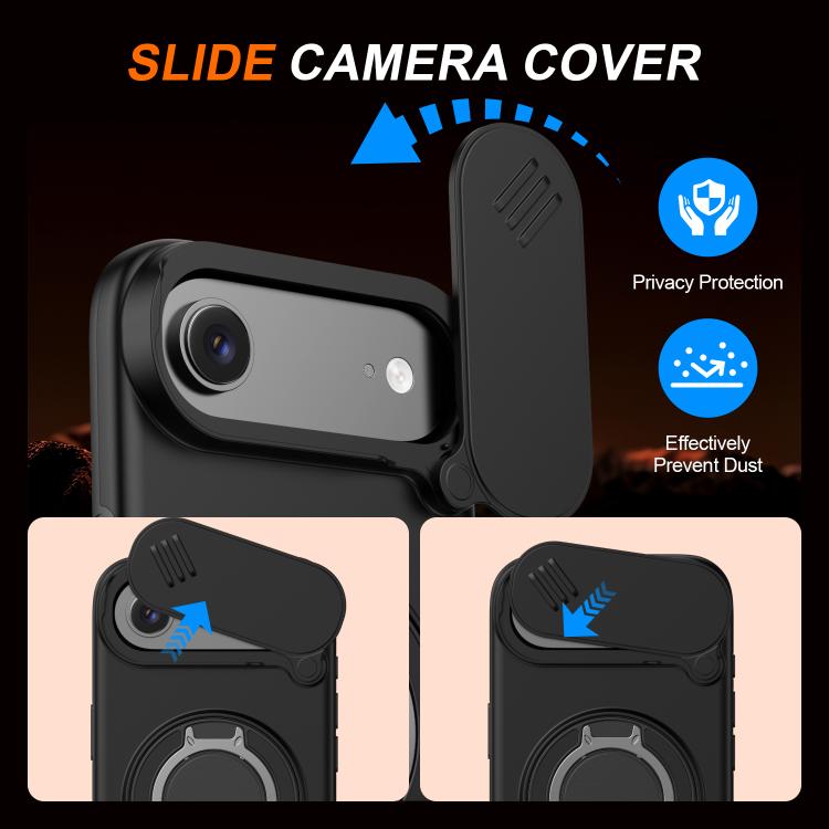 For iPhone Air Camera Sliding Shield Magnetic Rotation Holder Phone Case