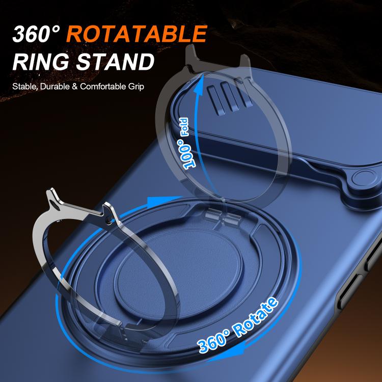 For iPhone Air Camera Sliding Shield Magnetic Rotation Holder Phone Case