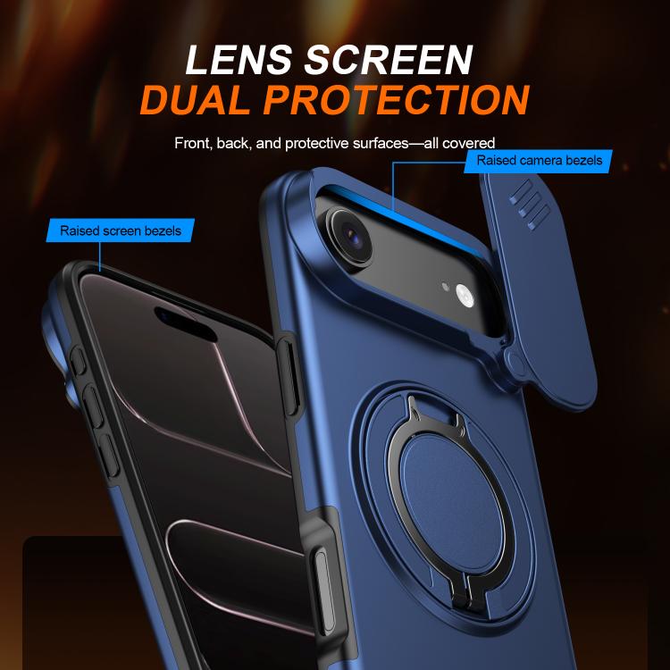 For iPhone Air Camera Sliding Shield Magnetic Rotation Holder Phone Case