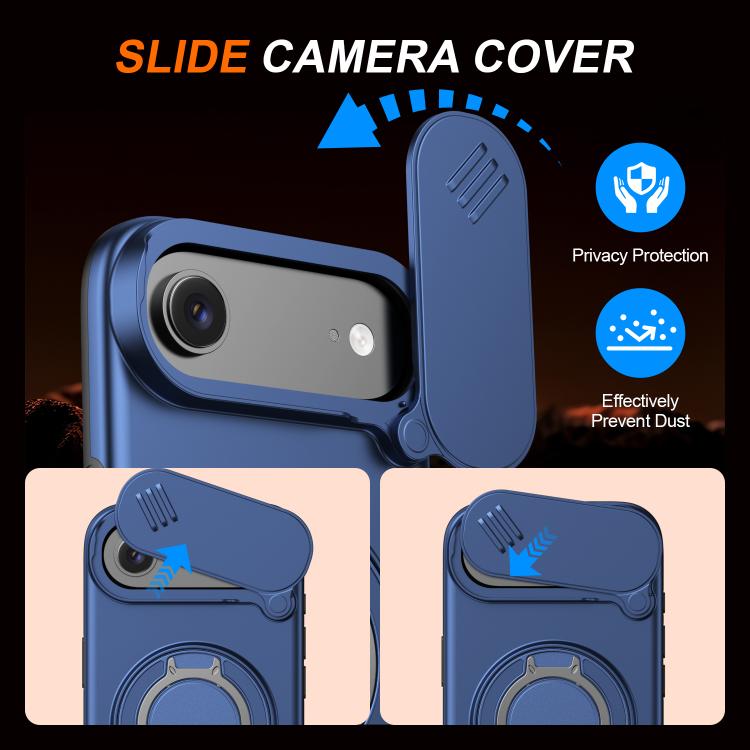 For iPhone Air Camera Sliding Shield Magnetic Rotation Holder Phone Case
