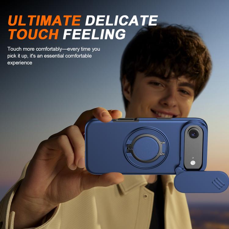 For iPhone Air Camera Sliding Shield Magnetic Rotation Holder Phone Case