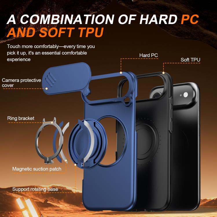 For iPhone Air Camera Sliding Shield Magnetic Rotation Holder Phone Case
