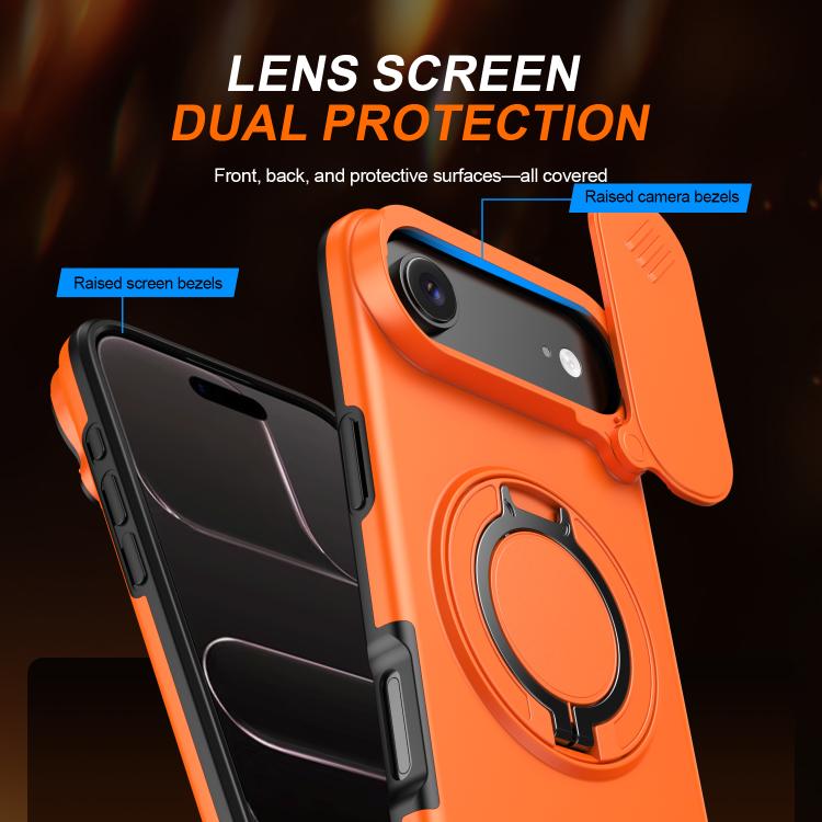 For iPhone Air Camera Sliding Shield Magnetic Rotation Holder Phone Case