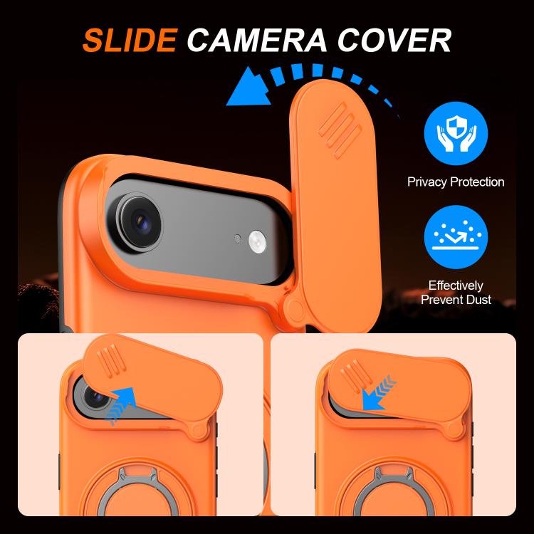 For iPhone Air Camera Sliding Shield Magnetic Rotation Holder Phone Case